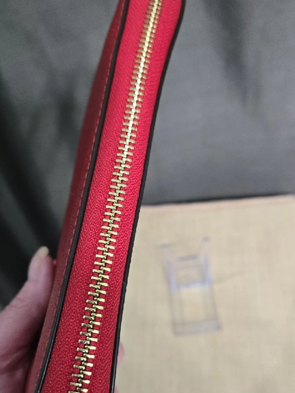 Coach Red Saffiano Zip-Around Wristlet Wallet with Detachable Strap - Picture 5 of 13